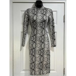 Fashion Nova Gray Snake Print Bodycon Dress